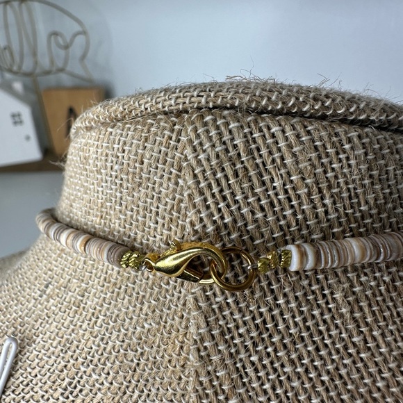 Boho Multicolor Shell Necklace – Natural Heishi Beads & Stone Slab Fan Pendant - Picture 5 of 5